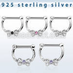 vsepk14 high hanging 925 silver septum clicker 16mm w bow