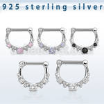 vsepl14 high hanging 925 silver septum clicker 1.2mm w 5cz stone
