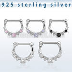 vsepl16 high hanging 925 silver septum clicker 1.6mm w 5cz stone