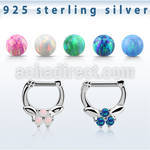 vsepo14 silver septum clicker 14g w 3 synthetic opals in center