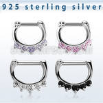 vsepq14 silver septum clicker 14g w 1 big cz 4 small cz