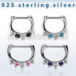 vsepqx16 silver septum clicker 13g w 1 big cz 4 small cz mix