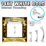 wbnzi 14k white gold eyebrow banana cz internal