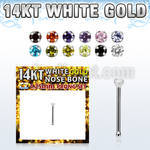 wbzm12 14kt white gold nose bone w tiny 1.25mm color cz stone