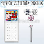 wgbzsm box of 14kt white gold nose bones with prong set cz