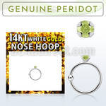 whge4 14kt white gold nose hoop w 2mm prong set peridot stone