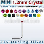 wholesale silver nose stud bulk w mini 1.2mm crystal top