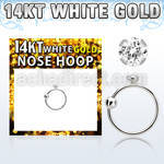 whz15 14kt white gold nose hoop w 1.5mm round clear cz stone