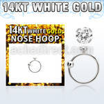 whz2 14kt white gold nose hoop w 2mm round clear cz stone