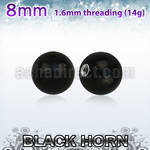 wkball8 8mm black horn ball with a 316l steel 1.6mm threading