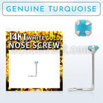 wscge7 14kt white gold nose screw w 2mm prong set turquoise