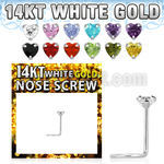 wszhc1 14kt white gold nose screw, w 3mm heart cz stone