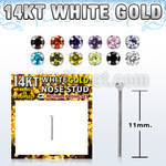 wyzm12 14kt white gold bend it nose stud 1.25mm set color cz