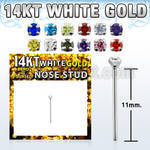 wyzm1 14kt white gold bend it nose stud with prong set cz