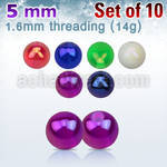 xabuvb5 set of of 5mm ab coated acrylic balls w 1.6mm threading