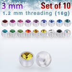xajb3 set w 3mm bio flex balls w beze set crystal thread 1.2mm