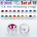 xajb6 set w 6mm bio flex balls w beze set crystal thread 1.6mm