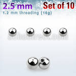 xbal25 pack of 2 5mm high polished surgical steel balls