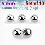 xbal5 pack of 10 pcs of 5mm high polished 316l steel balls