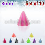 xbecn3 pack of 3mm beach ball acrylic cones threading 16g