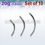 xbn20g set w 316l steel eyebrow banana posts w 0.8mm threading