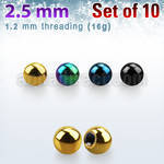 xbt25 pack of 10 pcs of 2 5mm anodized surgical steel balls