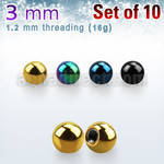 xbt3s pack of 3mm anodized 316l steel balls threading 1 2mm
