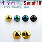 xbt4g pack of 4mm anodized 316l steel balls threading 1 6mm