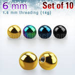 xbt6g pack of 10 pcs of 6mm anodized surgical steel balls