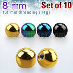 xbt8g pack of 10 pcs of 8mm anodized surgical steel balls