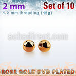 xbtt2 set of 2mm rose gold plated steel balls thread 1.2mm