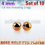 xbtt4g set of 4mm rose gold plated steel balls thread 1.6mm