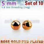xbtt5g set of 5mm rose gold plated steel balls thread 1.6mm