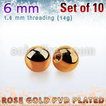 xbtt6g set of 6mm rose gold plated steel balls thread 1.6mm