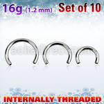 xcb16gin 316l steel circular barbell post 1 2mm internal threading