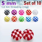 xckbal5 pack of 10 pcs of 5mm acrylic checkered balls