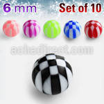xckbal6 pack of 10 pcs of 6mm acrylic checkered balls