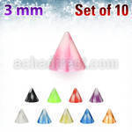 xckcn3 pack of 10 pcs of 3mm acrylic checkered cones