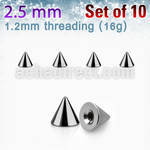 xcon25 pack of 10 pcs of 2 5mm high polished 316l steel cones