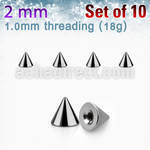 xcon2 pack of 10 pcs of 2mm high polished 316l steel cones