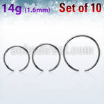 xcr14g pack w 10 pcs. 316l steel ball closure ring post  1.6mm