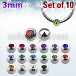 xdpbc3 3mm steel ball closure ring ball w bezel set crystal