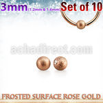 xdpfobr3 set w 10 3mm rose gold steel dimple balls frosted surface