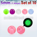 xglb5 pack of 10 pcs of 5mm glow in the dark acrylic balls