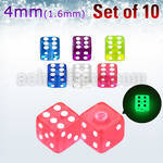 xgldi4 set of 10 pcs of 4mm glow in the dark acrylic dices