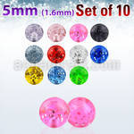 xgtb5 pack of 5mm acrylic glitter balls threading 1 6mm