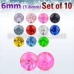 xgtb6 pack of 6mm acrylic glitter balls threading 1 6mm
