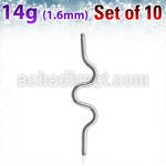 xina14g pack of 10 pcs of 316l steel industrial zig zag barbell