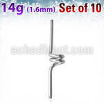 xinc14g pack of 10 pcs of 316l steel industrial twister barbell