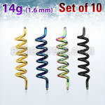 xintd14g pack of anodized 316l steel industrial coil barbell post